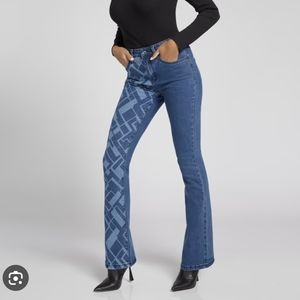 NWT Women's HIGH-WAISTED PRINTED TROUSER JEANS - MEDIUM WASH Size 14